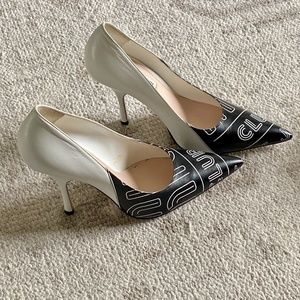 Miu Miu Graphic Black and White Stilettos
